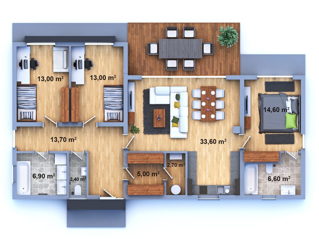 DŮM NA KLÍČ 18 PŮDORYS - Rodinný nízkoenergetický dům na klíč 18 půdorys